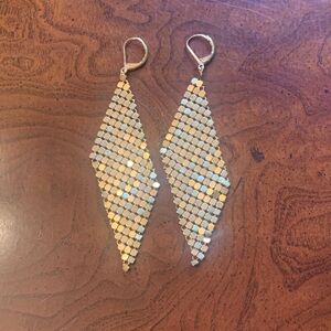 Vintage & Unique Glamorous Gold Dangle Mesh Earrings/Whiting & Davis